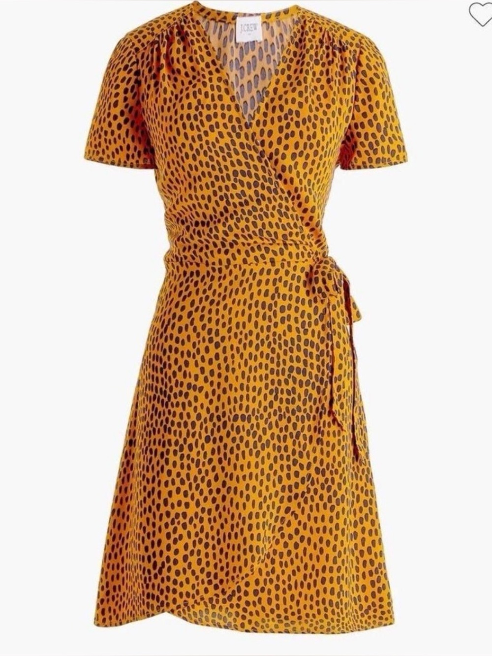 J Crew Leopard Print Wrap Dress - Orange & Black - Size 0